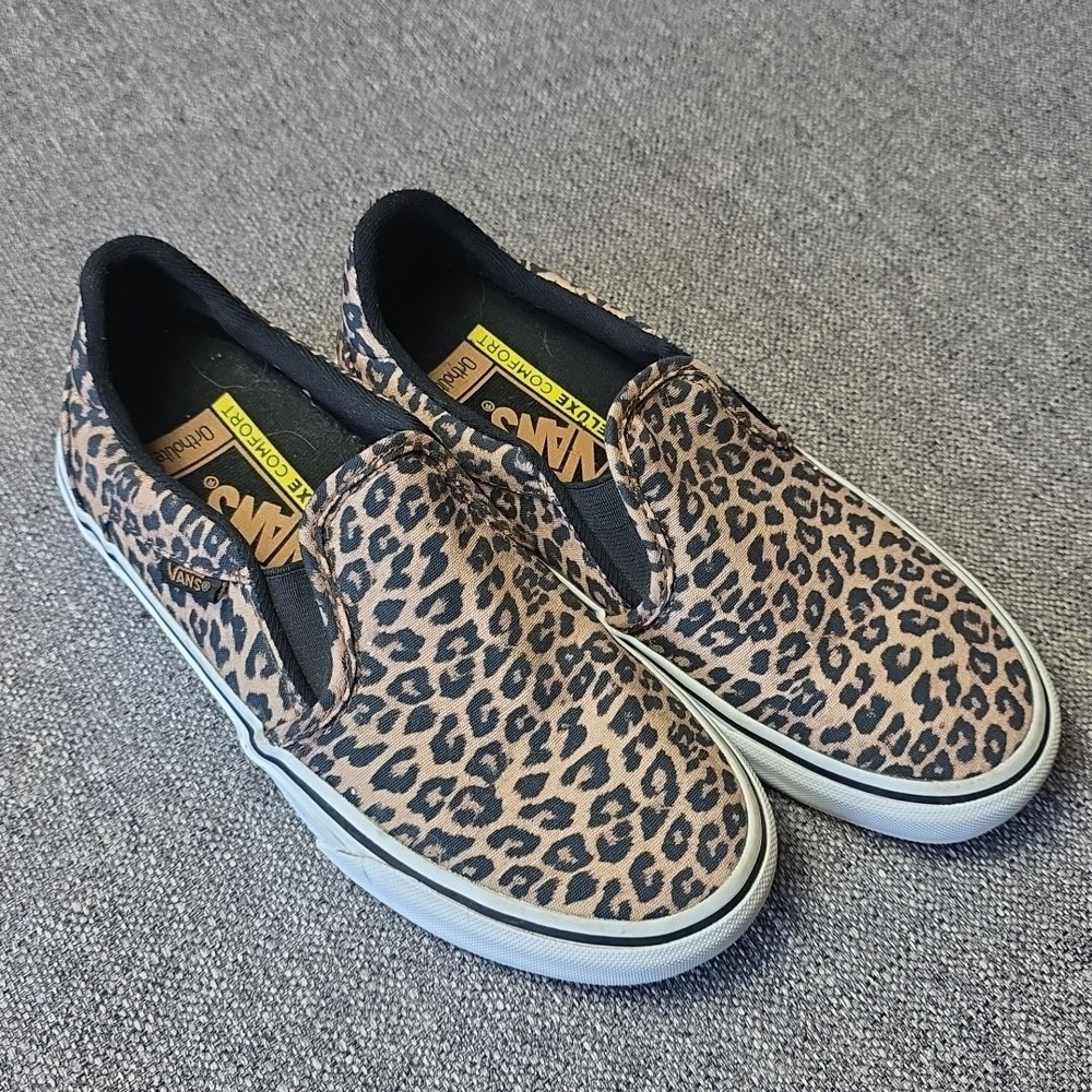 Vans Ortholite Deluxe Comfort Woman's Cheetah Print Slip In Shoes Sz 6